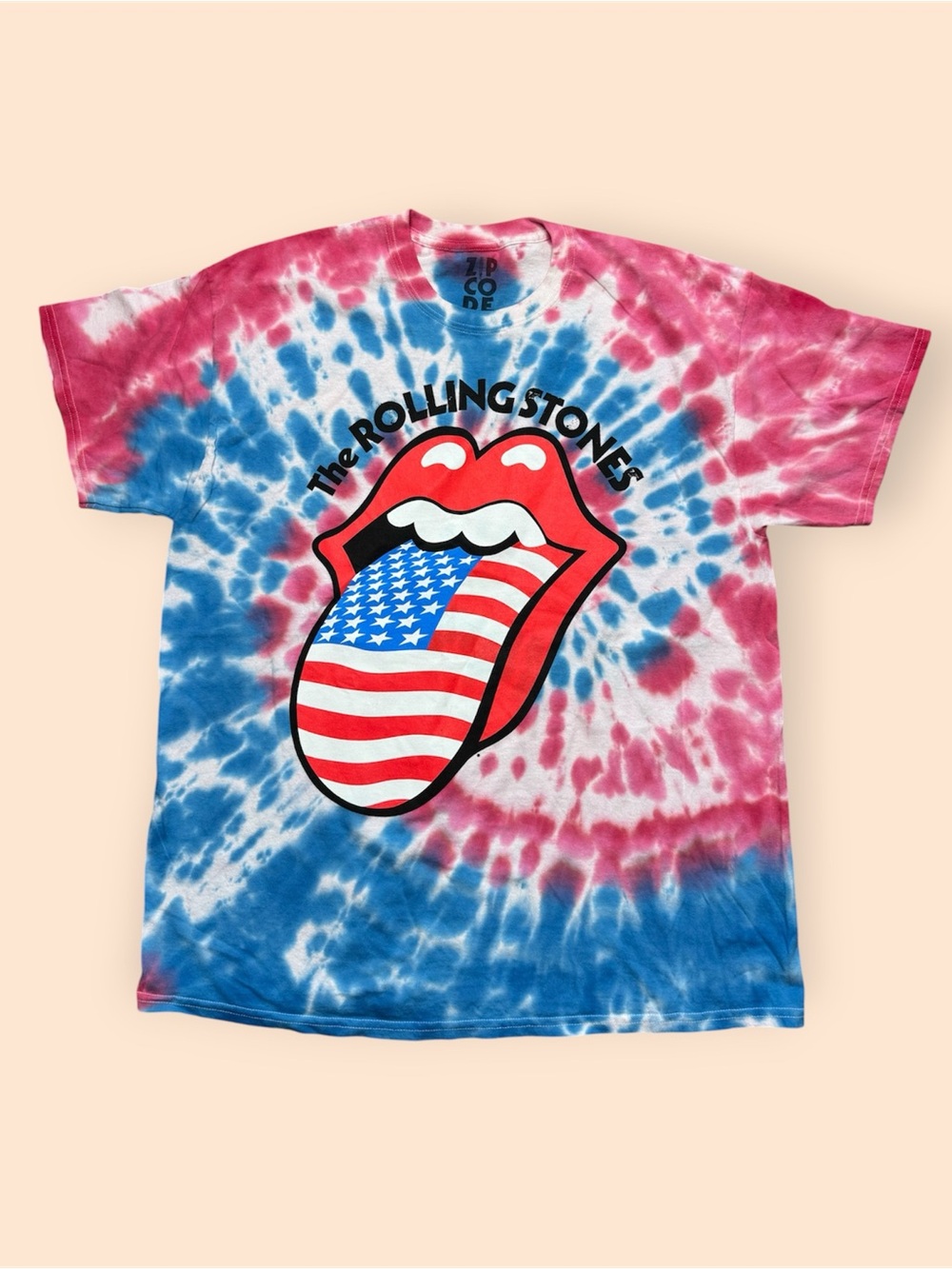The Rolling Stones Zip Code Tour T Shirt Tie Dye American Flag XL 2015
